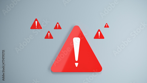 red warning sign on blue background photo