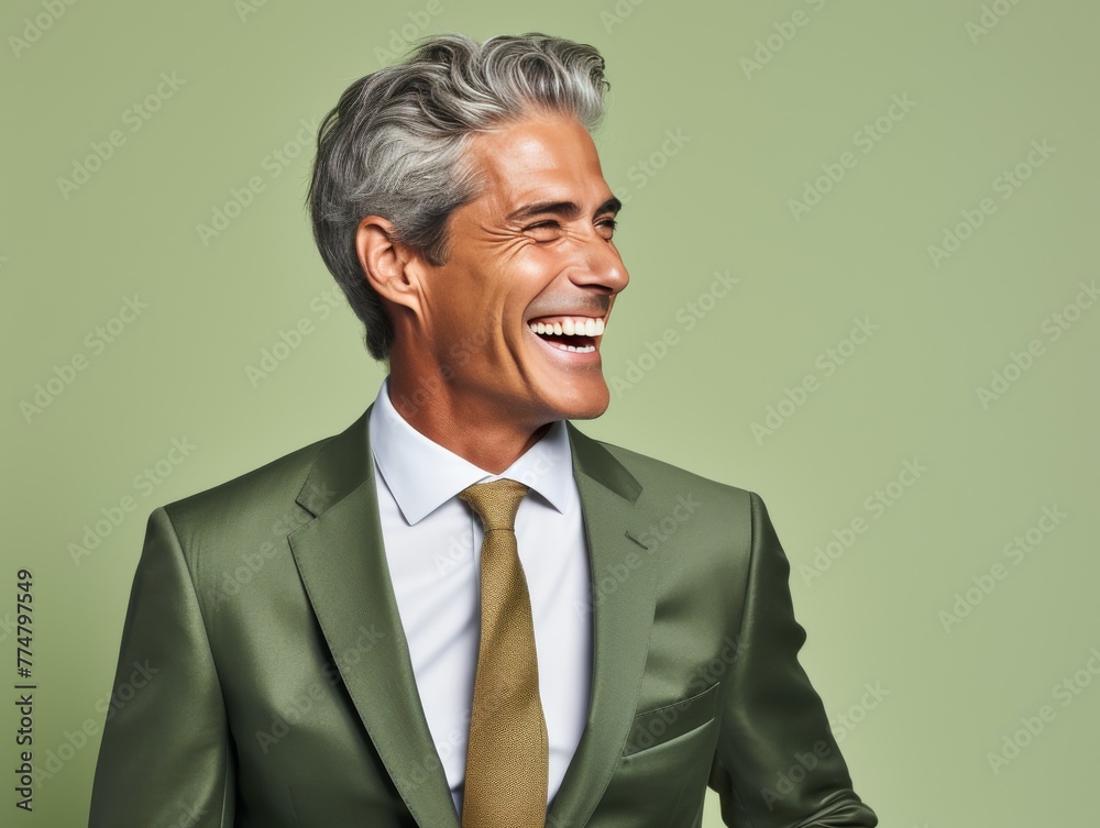 Smiling Man in Suit Painting