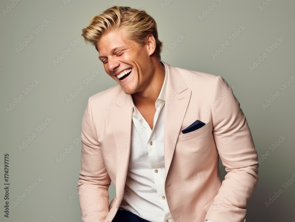 Smiling Man in color Suit and White Shirt Smiling Man in color Suit and White Shirt