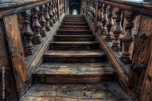 Wooden Stairs Leading to Doorway