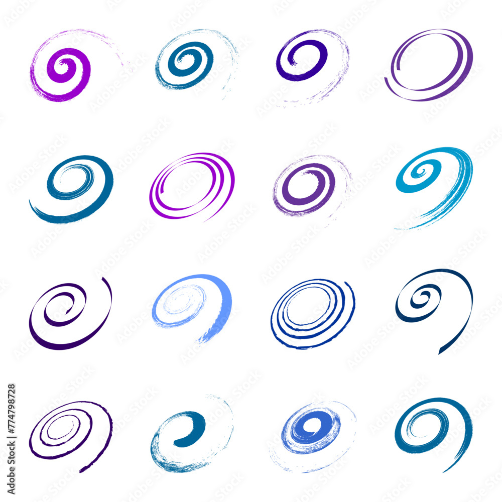 Set of Spiral Design Elements. Abstract Swirl Icons.