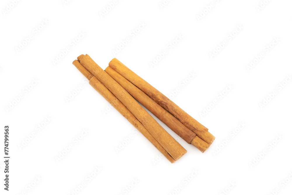 Ceylon cinnamon.Cinnamon sticks isolated on white background. Cinnamon roll and powder. Spicy spice for baking, desserts and drinks. Fragrant ground cinnamon. Close-up. Place for text. copy space