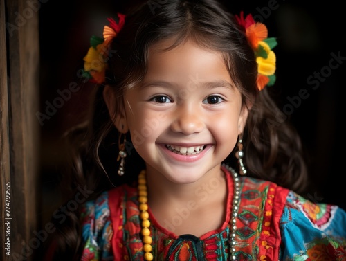 Little Girl Adorned With Flower in Her Hair