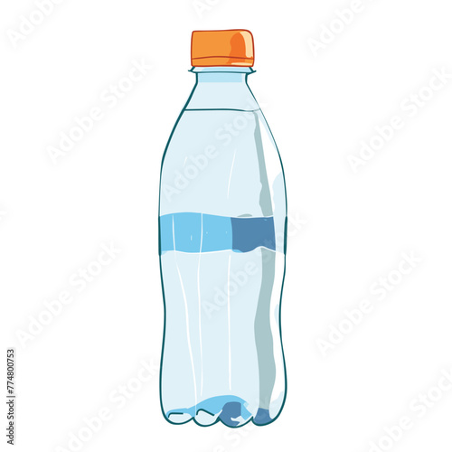 Sketch-style blue water bottle with orange cap.

