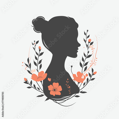  Woman's silhouette with floral art.
