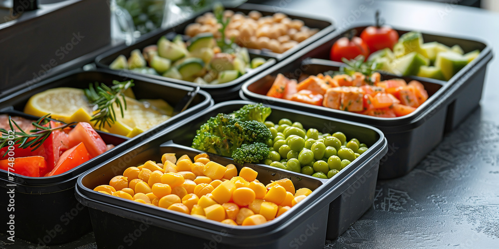 lunch boxes with meals for school children