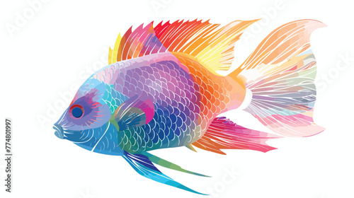 Colorful gradient fish vector flat vector 