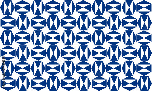 seamless geometric pattern, two tone blue hexagonal triangle bow diamond repeat horizontal pattern, replete image design for fabric printing