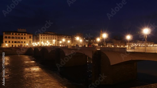 Ponte alle Grazie is a bridge on Lungarno delle Grazie reconstructed after 1945, over the Arno River in Florence, region of Tuscany, Italy. photo