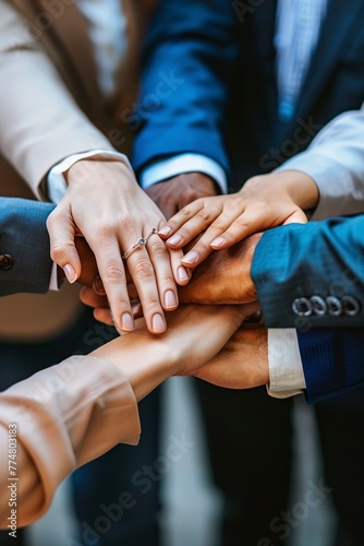 Group of Young Business People Holding Hands Together