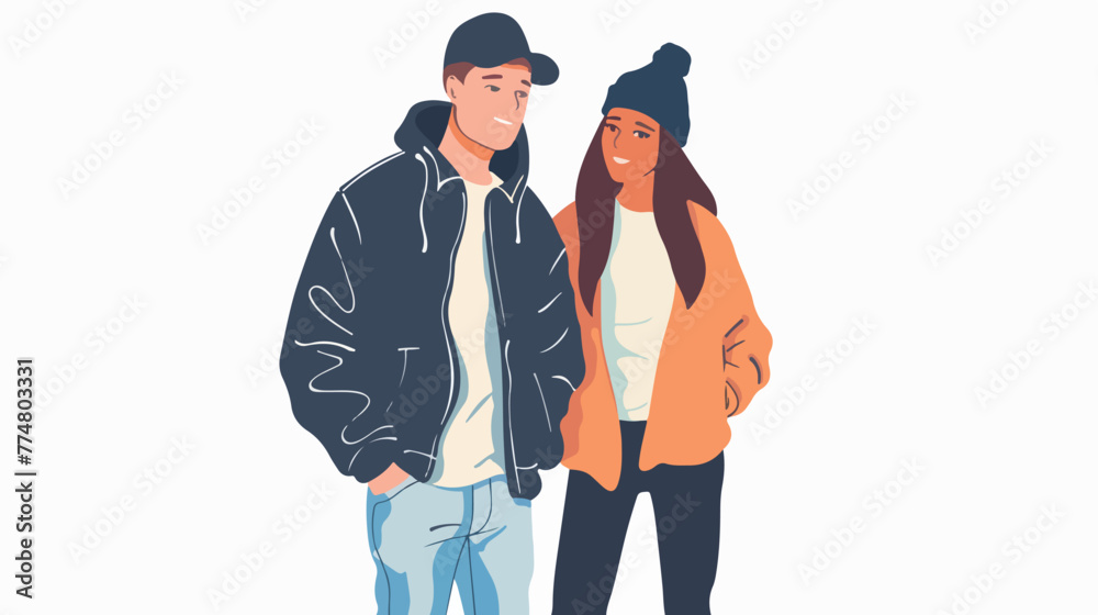 Couple together with casual clothes flat vector isolated