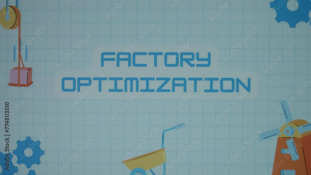 Factory Optimization inscription on blue math sheet background. Graphic ...
