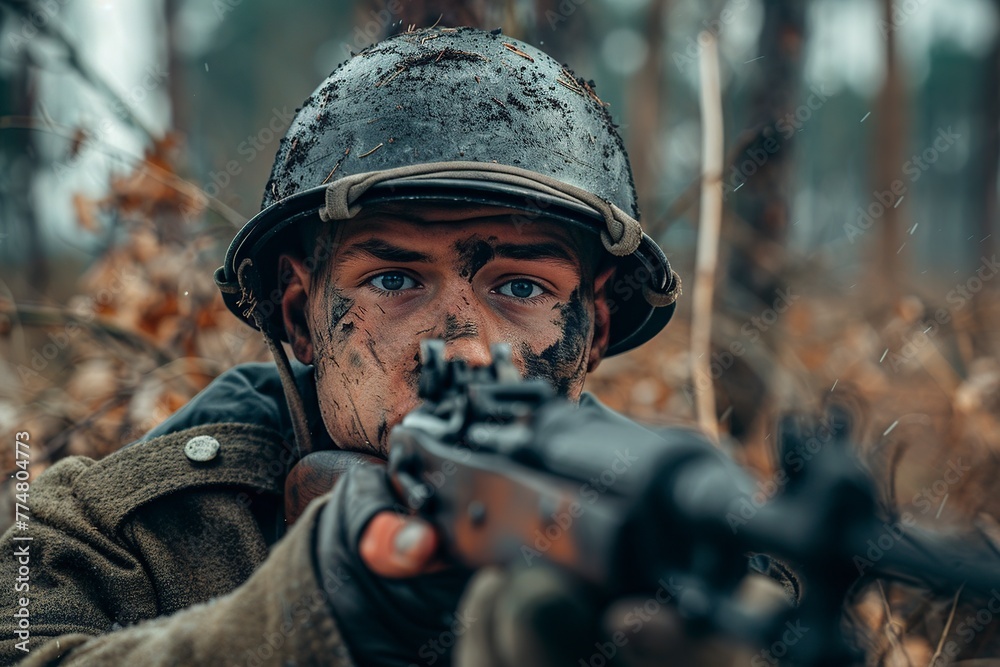 German Infantryman Holding Rifle German Infantryman Holding Rifle