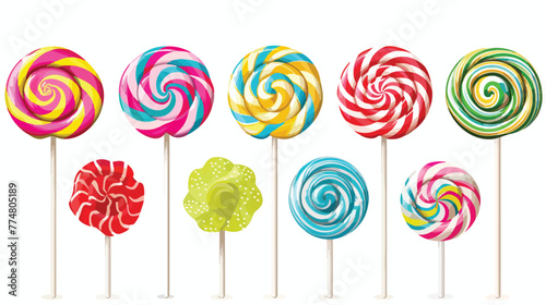 Different colorful lollipops isolated on white set fl