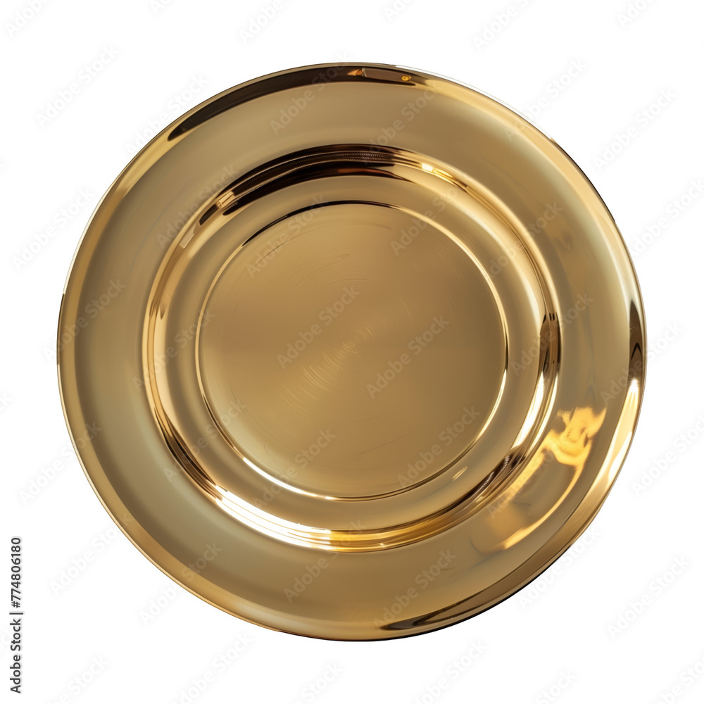 Gold empty plate, transparent background Gold empty plate, transparent background