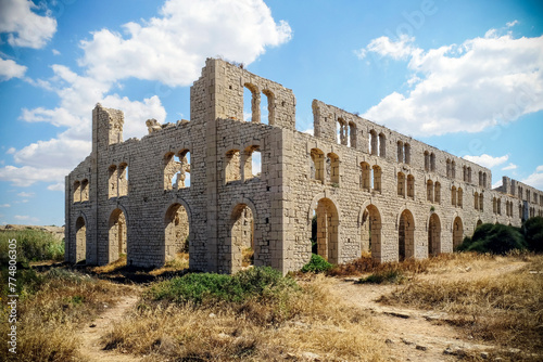 Abandoned ancient roman building ruins