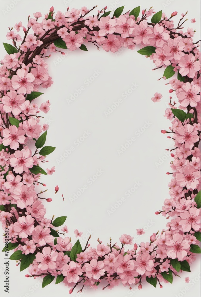 Sakura Hanami Wreath Illustration: Symbolic Blossoms for Spring Celebrations