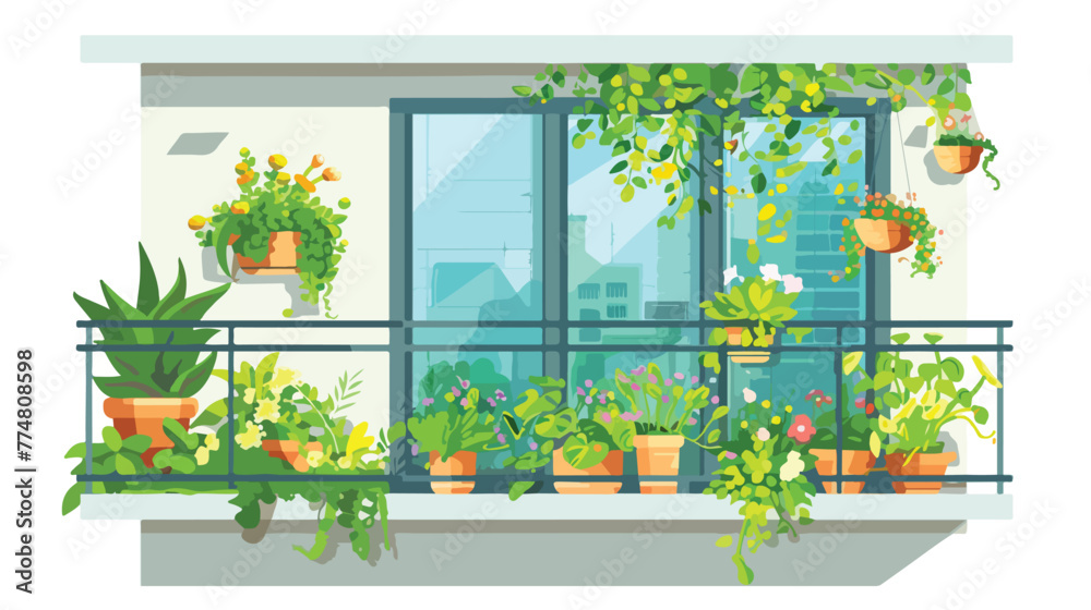 Garden in the balcony in the city flat vector isolated