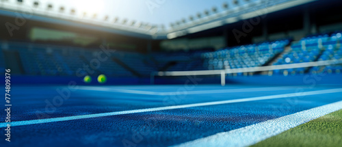 Professional tennis court, stadion, arena. Sport lifestyle background. Copy space. Mockup or banner for sports competitions. Generative ai