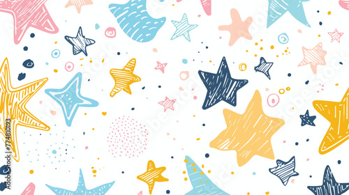 Doodle Stars. Hand Drawn New Year Background for Placa