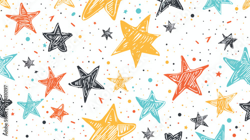 Doodle Stars. Hand Drawn New Year Background for Placa