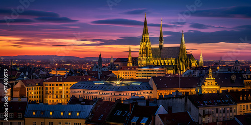 Catedral Europeia Histórica ao Pôr do Sol photo