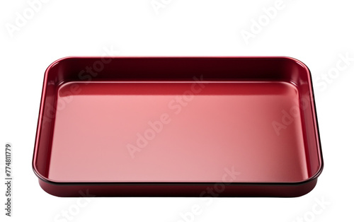 A vibrant red plastic tray rests gracefully on a stark white background