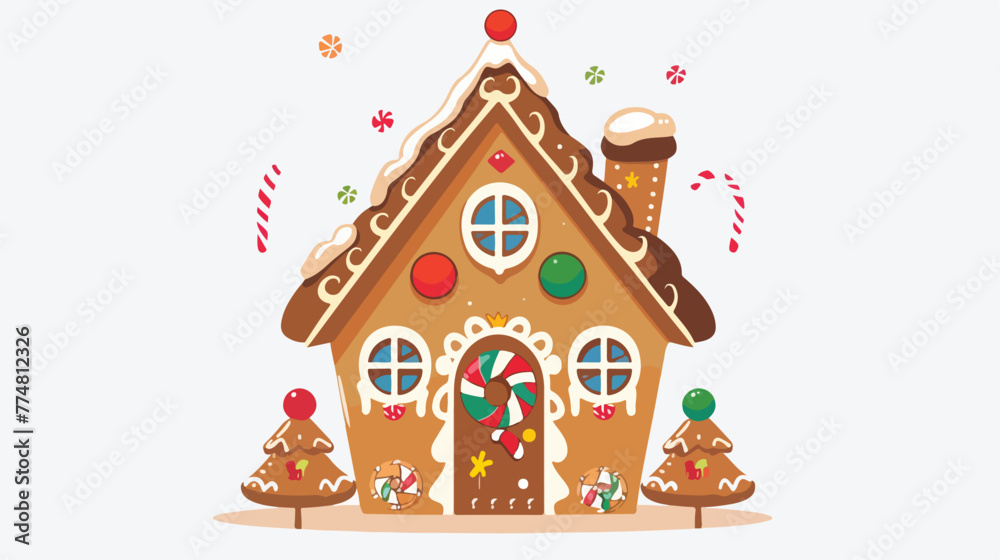 Illustration of a cute gingerbread house flat vector