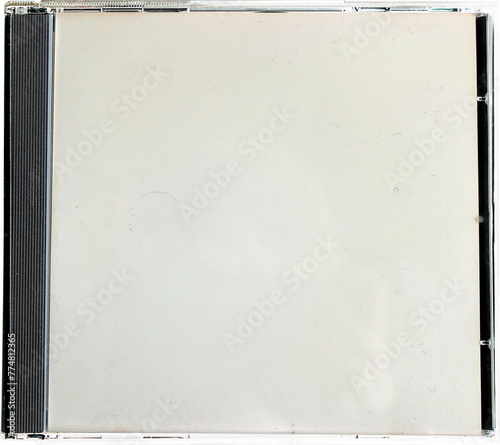 Blank paper CD cover in a case with dust and scratches
