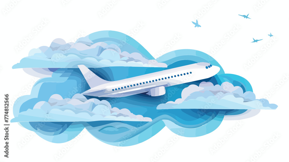 Illustration of an airplane over a cloud. design paper
