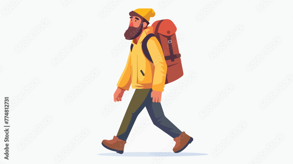 Illustration of an explorer character walking