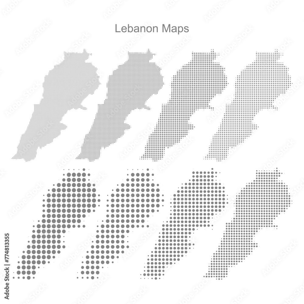 Lebanon Set of Dotted Map Vector Illustrator 