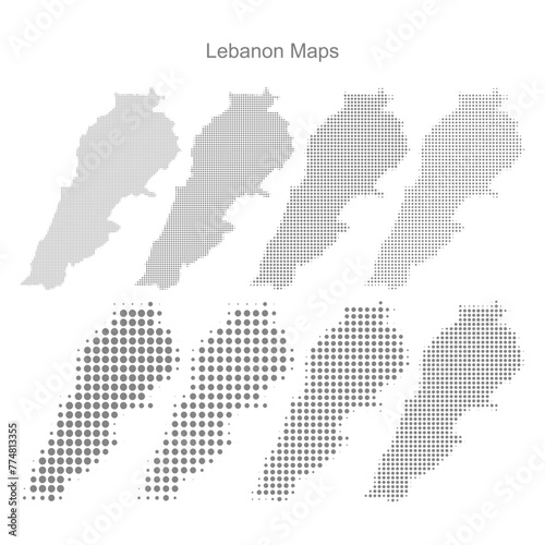 Lebanon Set of Dotted Map Vector Illustrator 