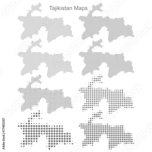 Tajikistan Set of Dotted Map Vector Illustrator 