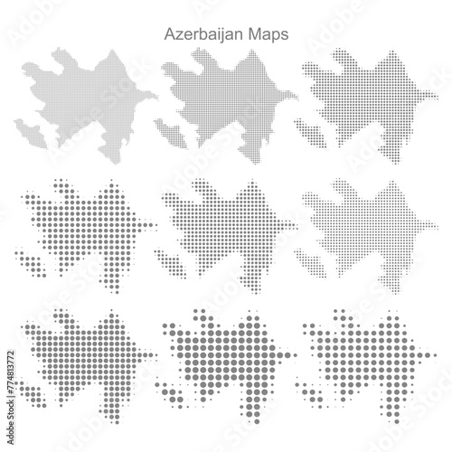 Azerbaijan Set of Dotted Map Vector Illustrator 