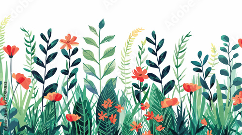 Flowers leaves grass hairs fancy paintings used as illustration photo