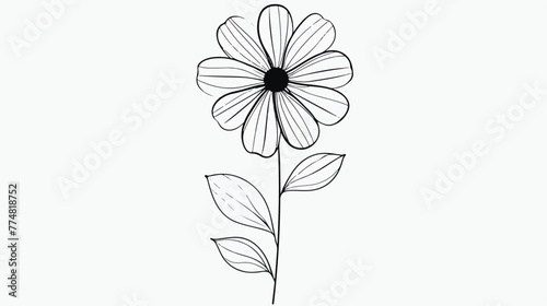 Outline illustration vector image of a flower