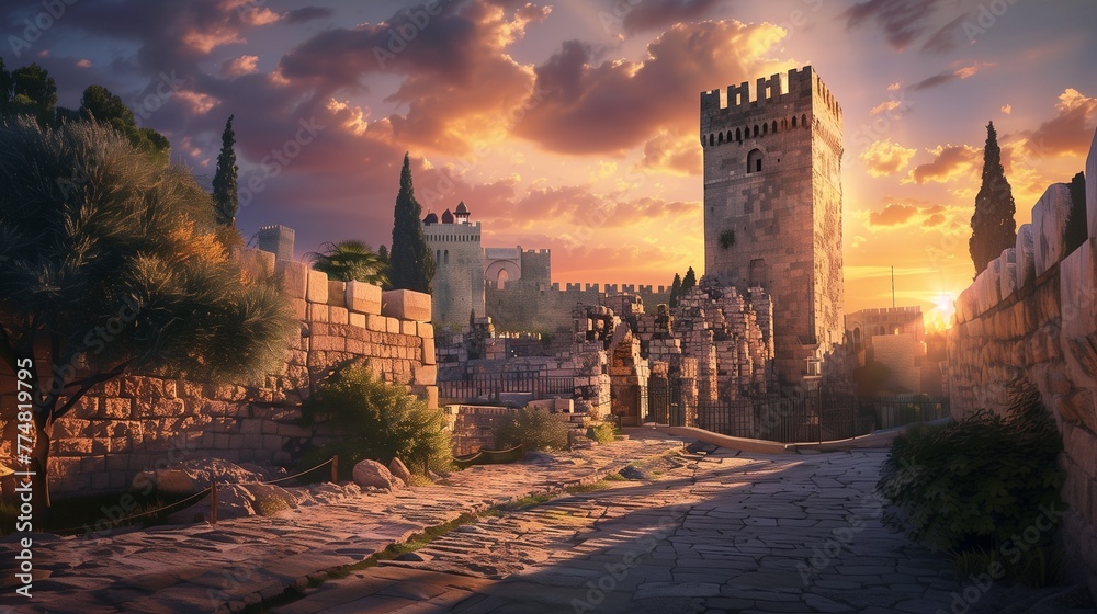 Step into the ancient City of Jerusalem, Israel, where the Tower of David rises with timeless grace and splendor.