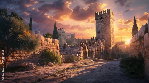 Step into the ancient City of Jerusalem, Israel, where the Tower of David rises with timeless grace and splendor. photo