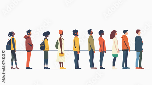 People waiting in queue on white background flat vector
