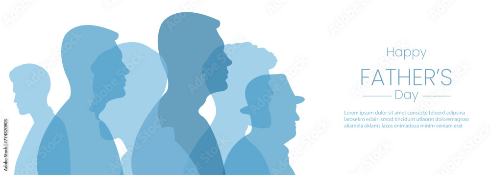 Father's Day banner.Vector illustration with silhouettes of men.