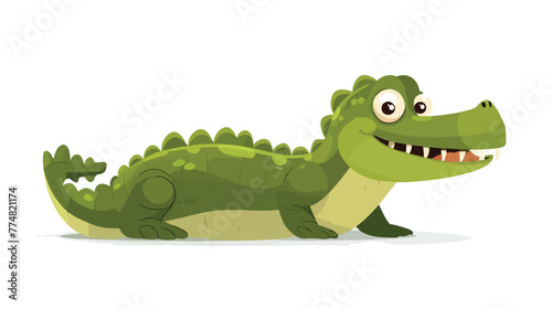 Crocodile isolated on white background flat
