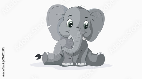 Elephant sitting isolated on white background