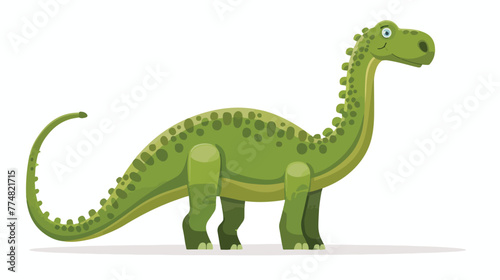 Green dinosaur flat vector isolated on white