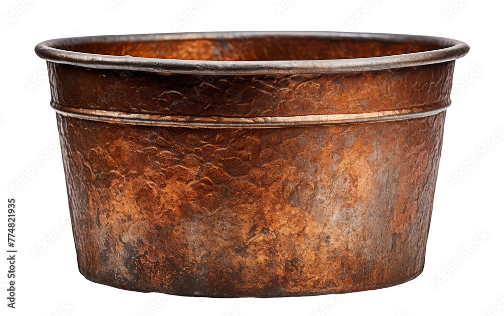A large metal pot sits majestically on a white background