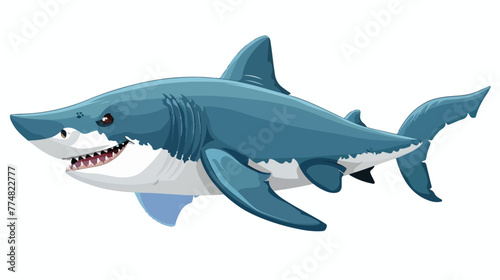 Shark isolated on white background flat