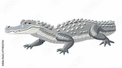 Grey alligator isolated on white background flat