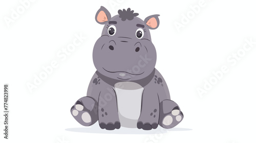 Baby hippo sitting flat vector isolated