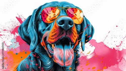 Portrait of a Labrador Retriever dog with sunglasses. Vector illustration.