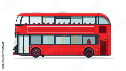 Red traditional double decker London bus flat vector